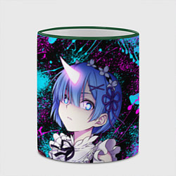 Кружка 3D РеЗеро - Неоновые краски - Рем, цвет: 3D-зеленый кант — фото 2