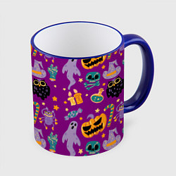 Кружка 3D Happy Halloween - holiday pattern, цвет: 3D-синий кант