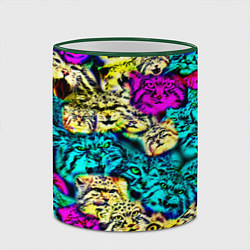 Кружка 3D Психоделические манулы, цвет: 3D-зеленый кант — фото 2