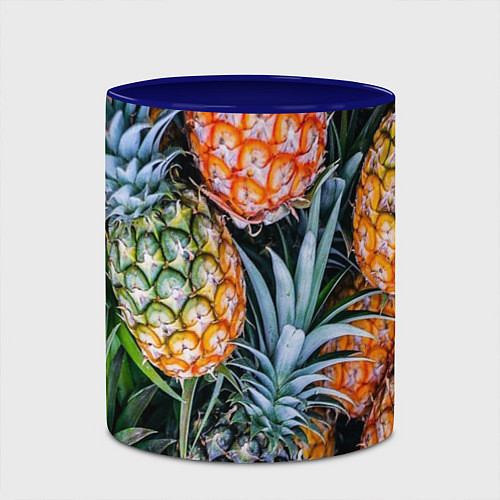 Кружка цветная Фон из ананасов / 3D-Белый + синий – фото 2