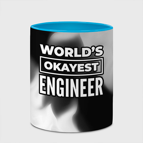 Кружка цветная Worlds okayest engineer - dark / 3D-Белый + небесно-голубой – фото 2