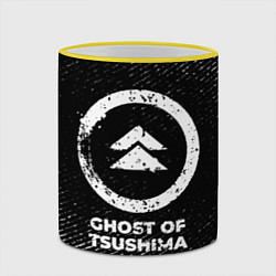 Кружка 3D Ghost of Tsushima с потертостями на темном фоне, цвет: 3D-желтый кант — фото 2