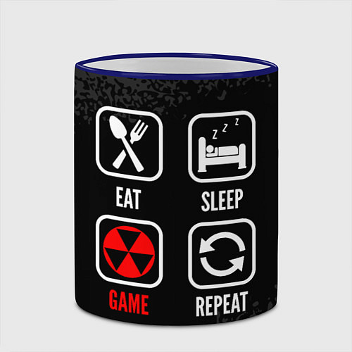 Кружка цветная Eat, sleep, Fallout, repeat / 3D-Синий кант – фото 2