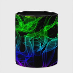 Кружка 3D Разноцветный неоновый дым, цвет: 3D-белый + черный — фото 2