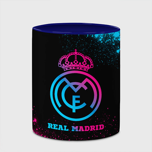 Кружка цветная Real Madrid - neon gradient / 3D-Белый + синий – фото 2