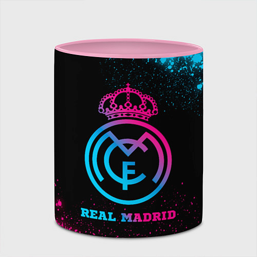 Кружка цветная Real Madrid - neon gradient / 3D-Белый + розовый – фото 2