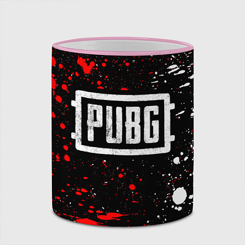 Кружка цветная PUBG white grunge / 3D-Розовый кант – фото 2