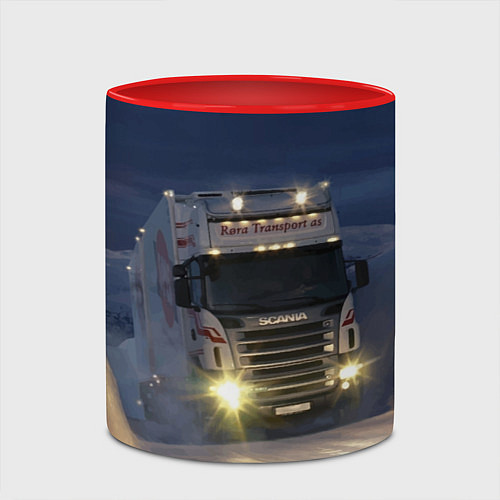 Кружка цветная Для фуры Scania нет преград / 3D-Белый + красный – фото 2