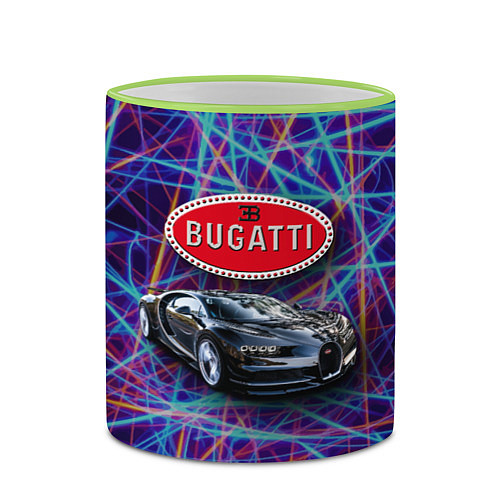 Кружка цветная Bugatti - Italy - мечта автомобилиста / 3D-Светло-зеленый кант – фото 2