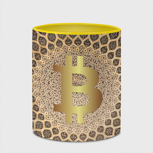 Кружка цветная Золотой биткоин / 3D-Белый + желтый – фото 2