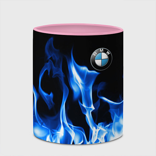 Кружка цветная BMW fire / 3D-Белый + розовый – фото 2