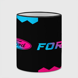 Кружка 3D Ford - neon gradient: надпись и символ, цвет: 3D-черный кант — фото 2