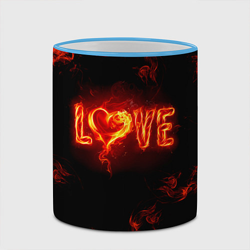 Кружка цветная Fire love / 3D-Небесно-голубой кант – фото 2