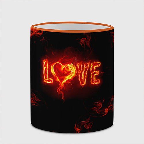 Кружка цветная Fire love / 3D-Оранжевый кант – фото 2