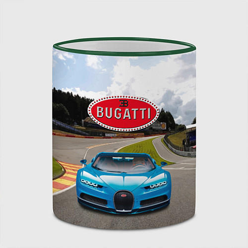 Кружка цветная Bugatti - motorsport - гоночная трасса / 3D-Зеленый кант – фото 2