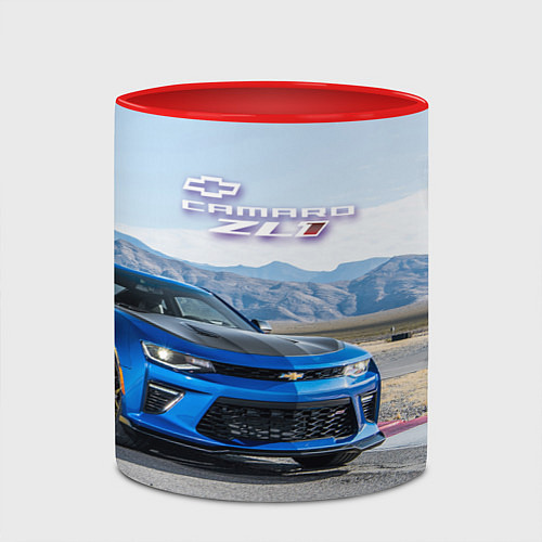 Кружка цветная Chevrolet Camaro ZL 1 - Motorsport / 3D-Белый + красный – фото 2