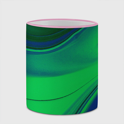 Кружка цветная Зелёно-синий песок и блёстки / 3D-Розовый кант – фото 2