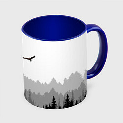 Кружка 3D Птицы над лесом, цвет: 3D-белый + синий
