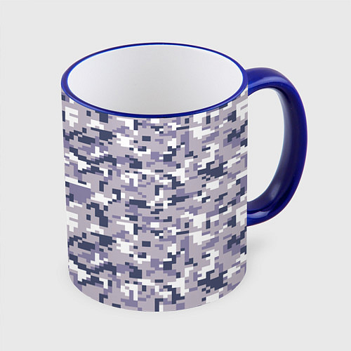 Кружка цветная Камуфляж ACUpat серый пиксель / 3D-Синий кант – фото 1