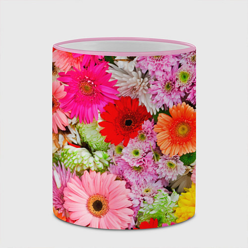 Кружка цветная Colorful chrysanthemums / 3D-Розовый кант – фото 2