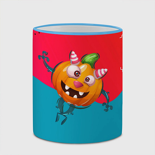 Кружка цветная Веселая тыква / 3D-Небесно-голубой кант – фото 2