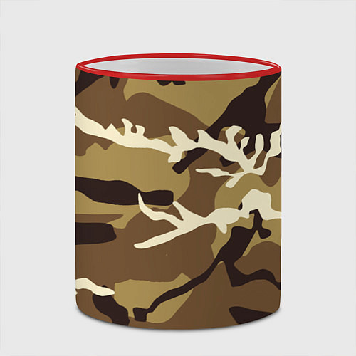 Кружка цветная Камуфляж Woodland осень крупный / 3D-Красный кант – фото 2