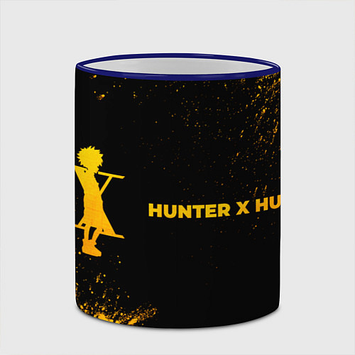 Кружка цветная Hunter x Hunter - gold gradient: надпись и символ / 3D-Синий кант – фото 2