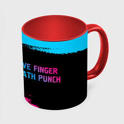 Кружка 3D Five Finger Death Punch - neon gradient: надпись и, цвет: 3D-белый + красный