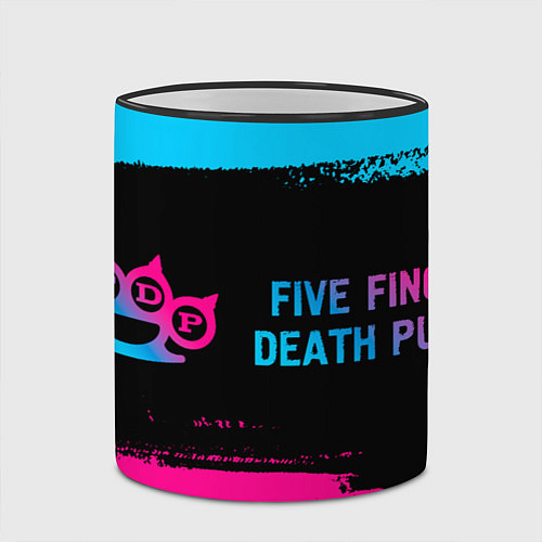 Кружка цветная Five Finger Death Punch - neon gradient: надпись и / 3D-Черный кант – фото 2