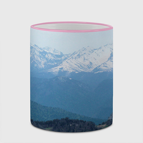 Кружка цветная Кавказские горы / 3D-Розовый кант – фото 2