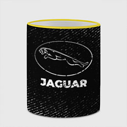 Кружка 3D Jaguar с потертостями на темном фоне, цвет: 3D-желтый кант — фото 2