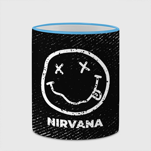 Кружка цветная Nirvana с потертостями на темном фоне / 3D-Небесно-голубой кант – фото 2