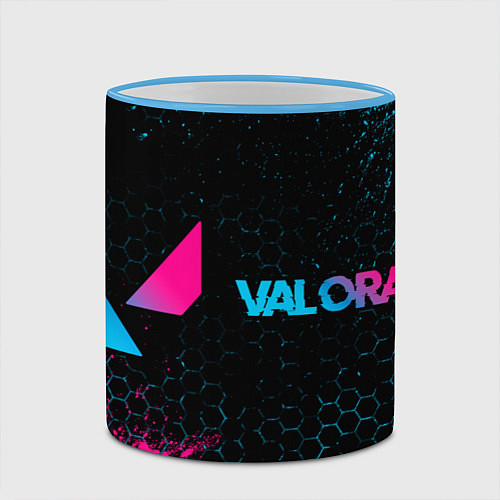 Кружка цветная Valorant - neon gradient: надпись и символ / 3D-Небесно-голубой кант – фото 2