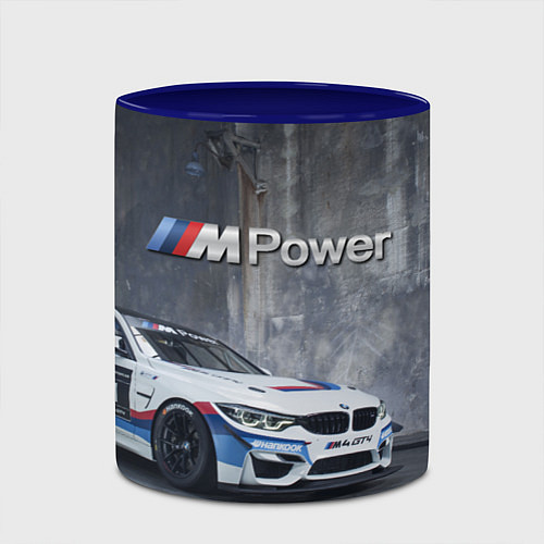 Кружка цветная BMW M4 GT4 - racing team - motorsport / 3D-Белый + синий – фото 2