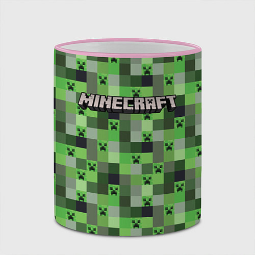 Кружка цветная Minecraft - пиксельные лица / 3D-Розовый кант – фото 2