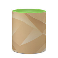 Кружка 3D Золотистые абстрактные геометрические фигуры, цвет: 3D-белый + светло-зеленый — фото 2