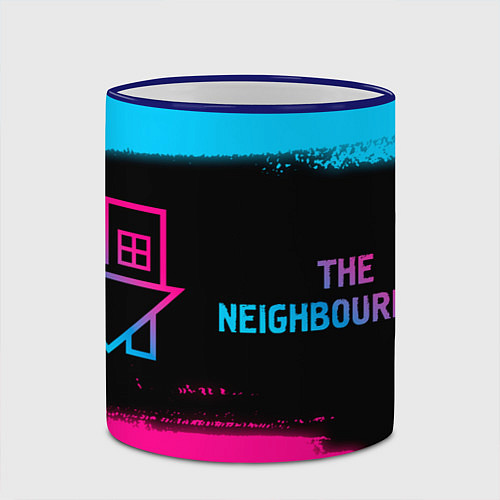 Кружка цветная The Neighbourhood - neon gradient: надпись и симво / 3D-Синий кант – фото 2