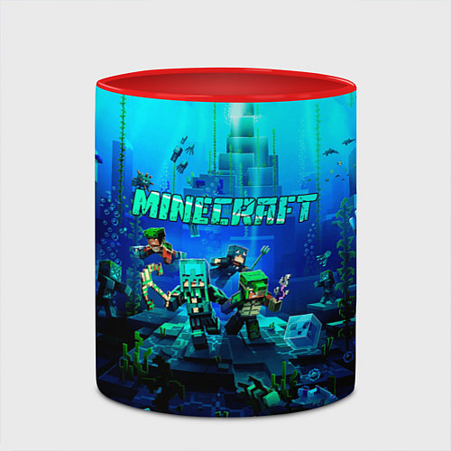 Кружка цветная Minecraft water / 3D-Белый + красный – фото 2