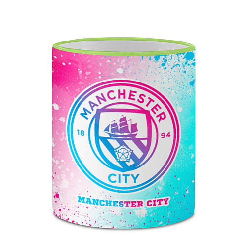 Кружка цветная Manchester City neon gradient style / 3D-Светло-зеленый кант – фото 2