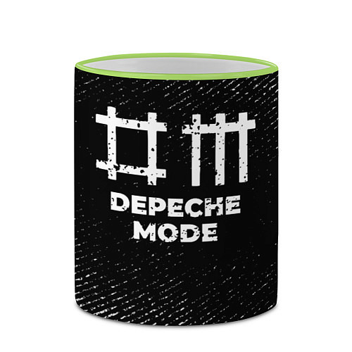 Кружка цветная Depeche Mode с потертостями на темном фоне / 3D-Светло-зеленый кант – фото 2