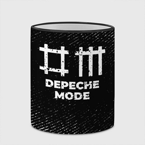 Кружка цветная Depeche Mode с потертостями на темном фоне / 3D-Черный кант – фото 2