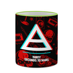 Кружка 3D Thirty Seconds to Mars rock glitch, цвет: 3D-светло-зеленый кант — фото 2