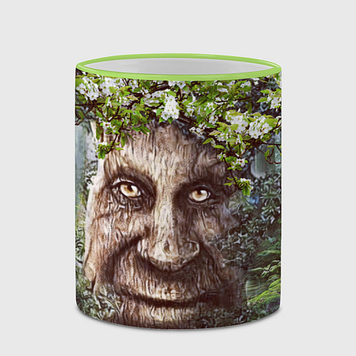 Кружка цветная Мудрое Таинственное Дерево / 3D-Светло-зеленый кант – фото 2