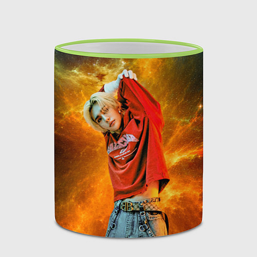 Кружка цветная Hyunjin Stray Kids space / 3D-Светло-зеленый кант – фото 2