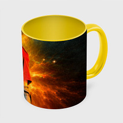 Кружка 3D Hyunjin Stray Kids space, цвет: 3D-белый + желтый