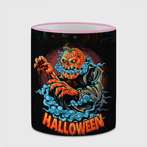 Кружка цветная Жуткий Хэллоуин Halloween / 3D-Розовый кант – фото 2