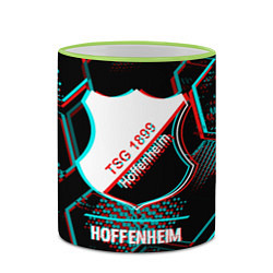 Кружка 3D Hoffenheim FC в стиле glitch на темном фоне, цвет: 3D-светло-зеленый кант — фото 2