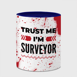 Кружка 3D Trust me Im surveyor white, цвет: 3D-белый + синий — фото 2