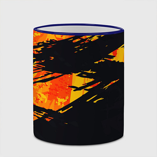 Кружка цветная Orange and black / 3D-Синий кант – фото 2