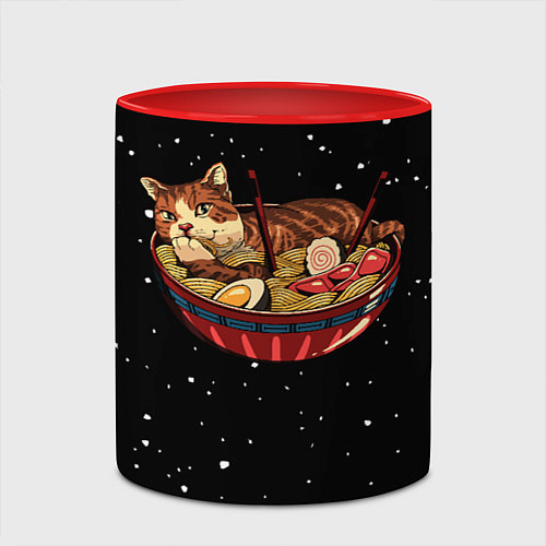 Кружка цветная Суши Кот в Космосе / 3D-Белый + красный – фото 2